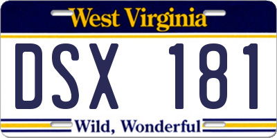 WV license plate DSX181
