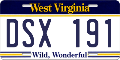 WV license plate DSX191