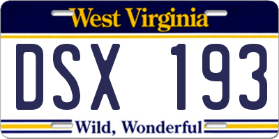 WV license plate DSX193