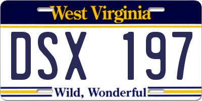 WV license plate DSX197