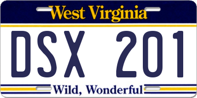 WV license plate DSX201
