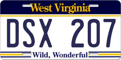 WV license plate DSX207