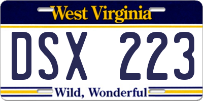 WV license plate DSX223