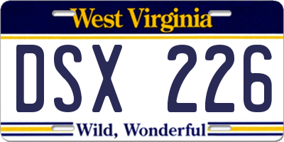 WV license plate DSX226
