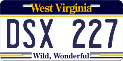 WV license plate DSX227
