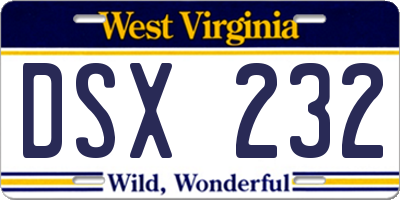 WV license plate DSX232