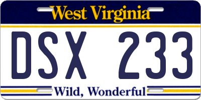 WV license plate DSX233