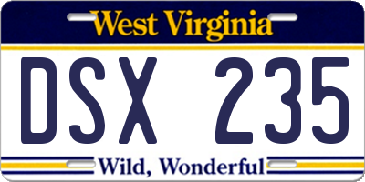 WV license plate DSX235