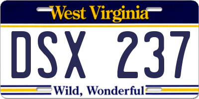 WV license plate DSX237