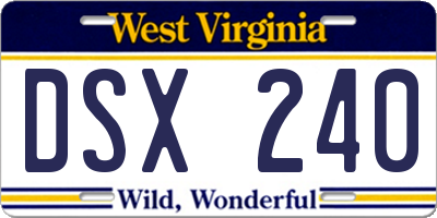 WV license plate DSX240