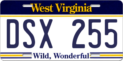 WV license plate DSX255