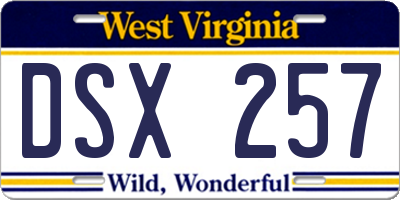WV license plate DSX257