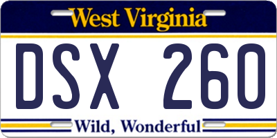 WV license plate DSX260