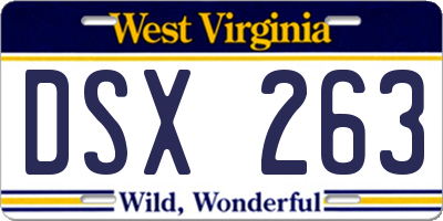 WV license plate DSX263