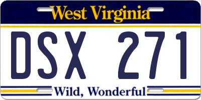 WV license plate DSX271