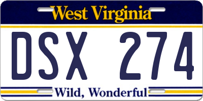 WV license plate DSX274