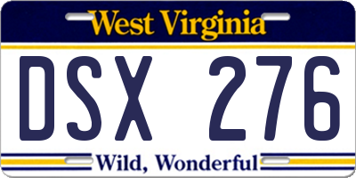 WV license plate DSX276