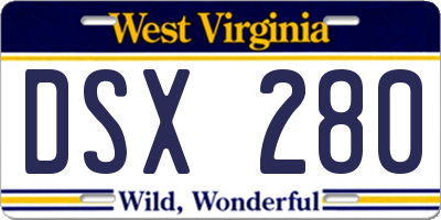 WV license plate DSX280