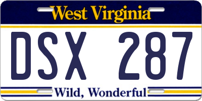 WV license plate DSX287