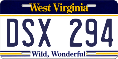 WV license plate DSX294