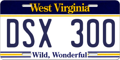 WV license plate DSX300