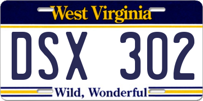 WV license plate DSX302