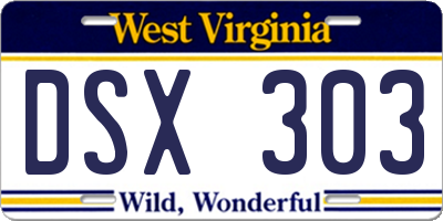 WV license plate DSX303