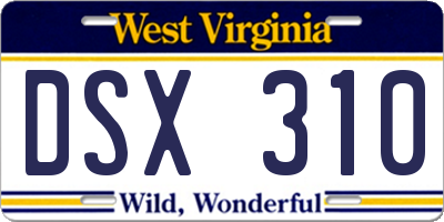 WV license plate DSX310