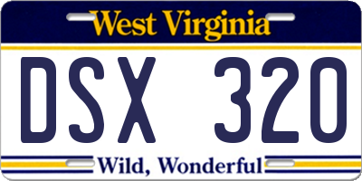 WV license plate DSX320