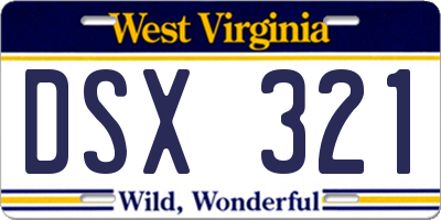 WV license plate DSX321