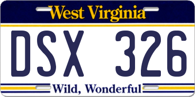 WV license plate DSX326