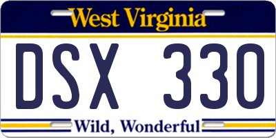 WV license plate DSX330
