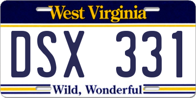 WV license plate DSX331