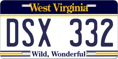 WV license plate DSX332