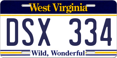 WV license plate DSX334