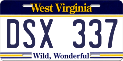 WV license plate DSX337