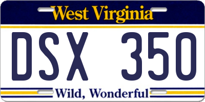 WV license plate DSX350