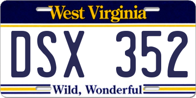 WV license plate DSX352