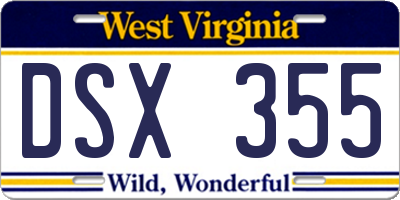 WV license plate DSX355