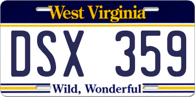 WV license plate DSX359