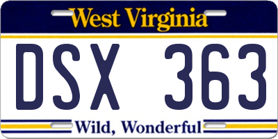 WV license plate DSX363