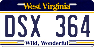 WV license plate DSX364