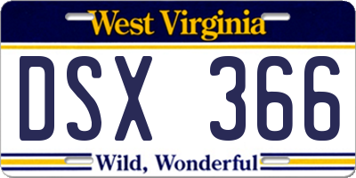 WV license plate DSX366