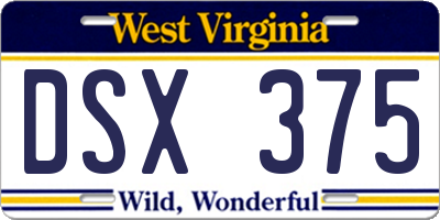 WV license plate DSX375