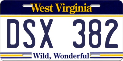 WV license plate DSX382