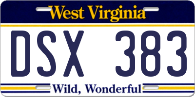 WV license plate DSX383