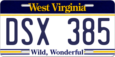 WV license plate DSX385