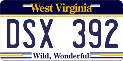 WV license plate DSX392
