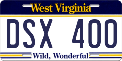 WV license plate DSX400