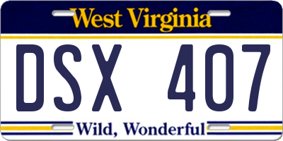 WV license plate DSX407